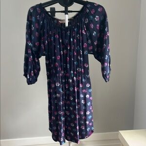 Rebecca Taylor Silk Blue Dress with Pink and Blue Floral